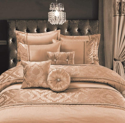 Casablanca Satin Silk Duvet Cover Set – Embroidered Luxury Bedding with Black Lace | Night Zone