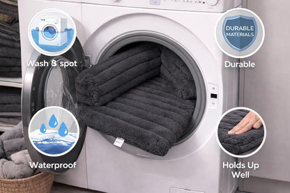 Waterproof Ribbed Plush Pet Bed – Cord Sofa Dog & Cat Bed with Raised Sides | Night Zone