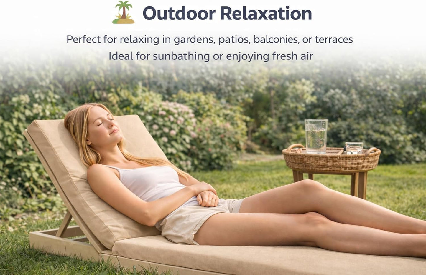 Sun Lounger Cushion Seat Pad – Thick Padded Outdoor Garden Recliner Cushion | Night Zone