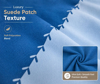 Suede Patch Polycotton Duvet Cover Set – Luxury Soft Touch Patchwork Bedding | Night Zone