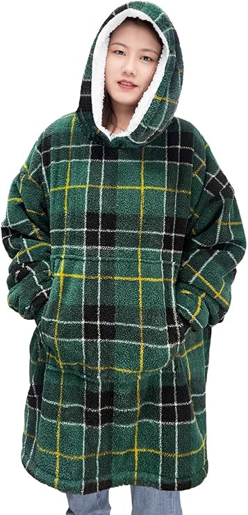 Printed Teddy Fleece Oversized Hoodie Blanket – Sherpa Wearable Blanket | Night Zone