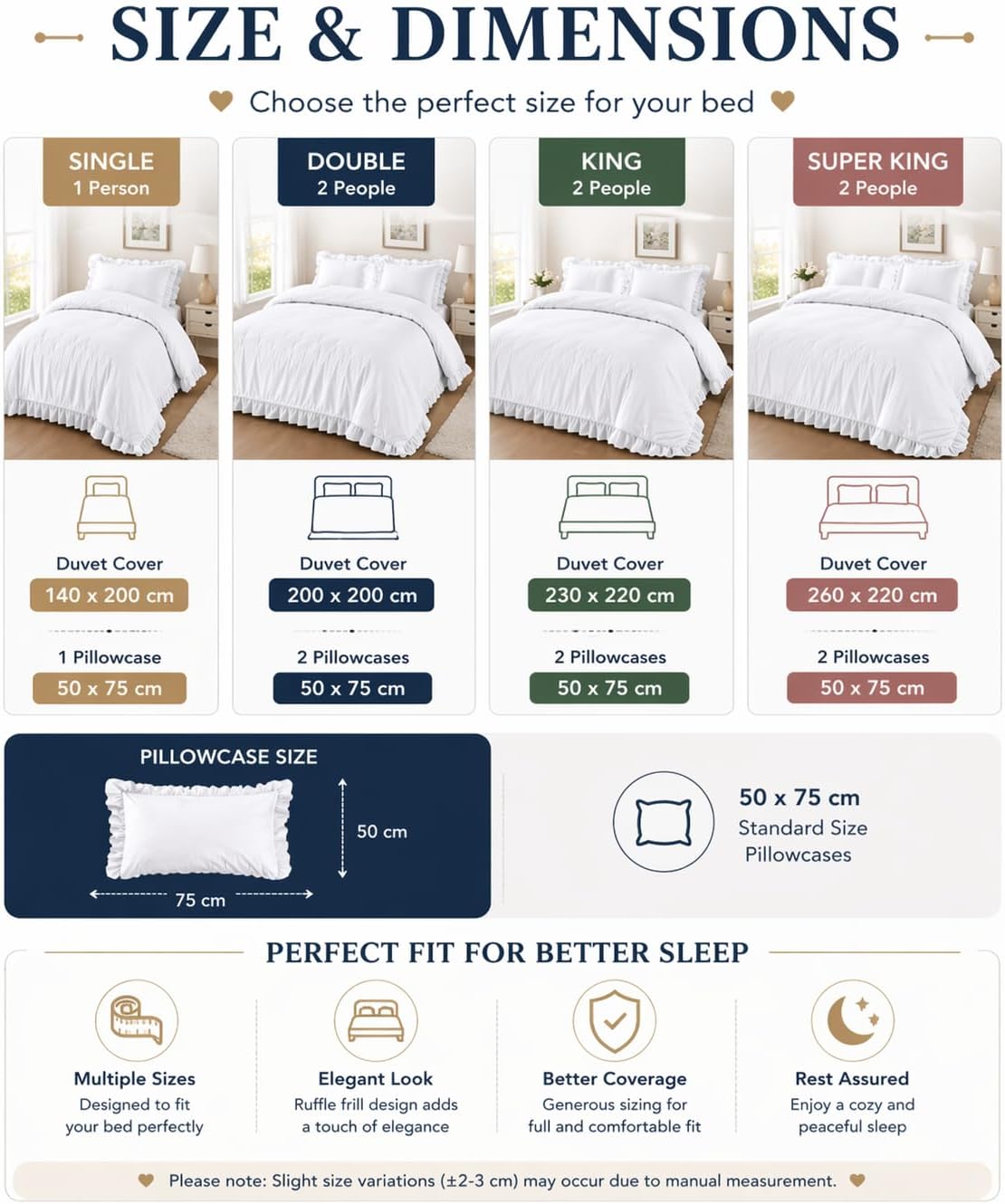 Santiago Frilled Polycotton Duvet Cover Set – Luxury Easy Care Bedding | Night Zone
