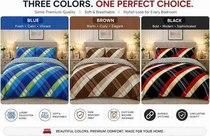 Hardy Check Striped Polycotton Duvet Cover Set – Soft Easy Care Bedding | Night Zone