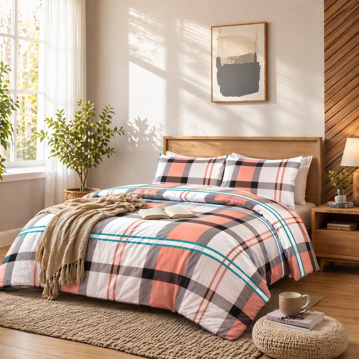 Remi Check Duvet Cover Set – Poly cotton Checked Quilt Cover with Pillowcases | Night Zone
