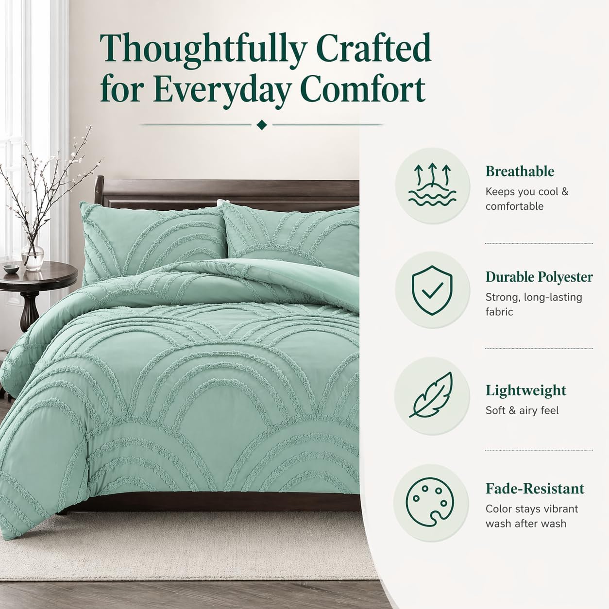 Zara Chenille Tufted Duvet Cover Set – Luxury Textured Bedding | Night Zone
