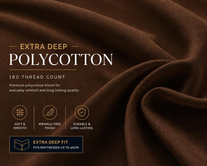 180 Thread Count Percale Extra Deep Fitted Sheet 40cm – Non Iron Polycotton Bedding | Night Zone