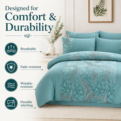 Velvet Leaf Duvet Cover Set – Luxury Soft Touch Hotel Style Bedding | Night Zone