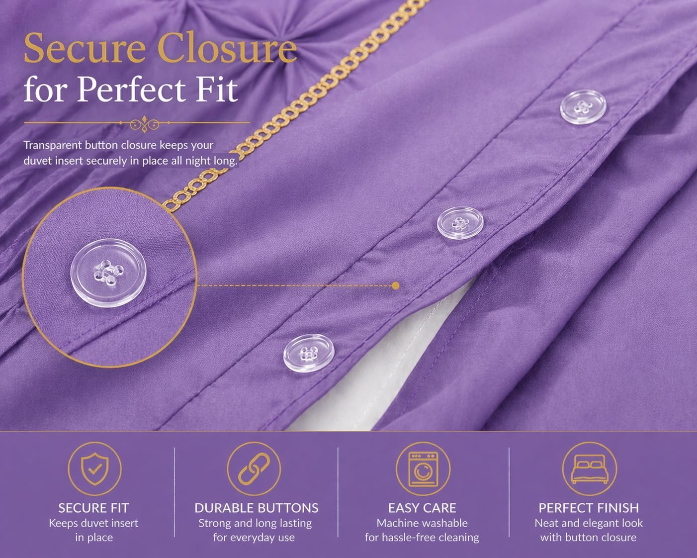 Eleanor Pintuck Polycotton Duvet Cover Set – Luxury Hotel Style Bedding | Night Zone