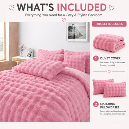 Teddy Square Fleece Duvet Cover Set – Ultra Soft Fluffy Plush Bedding | Night Zone