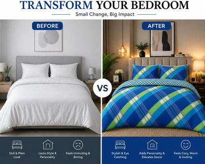 Hardy Check Striped Polycotton Duvet Cover Set – Soft Easy Care Bedding | Night Zone