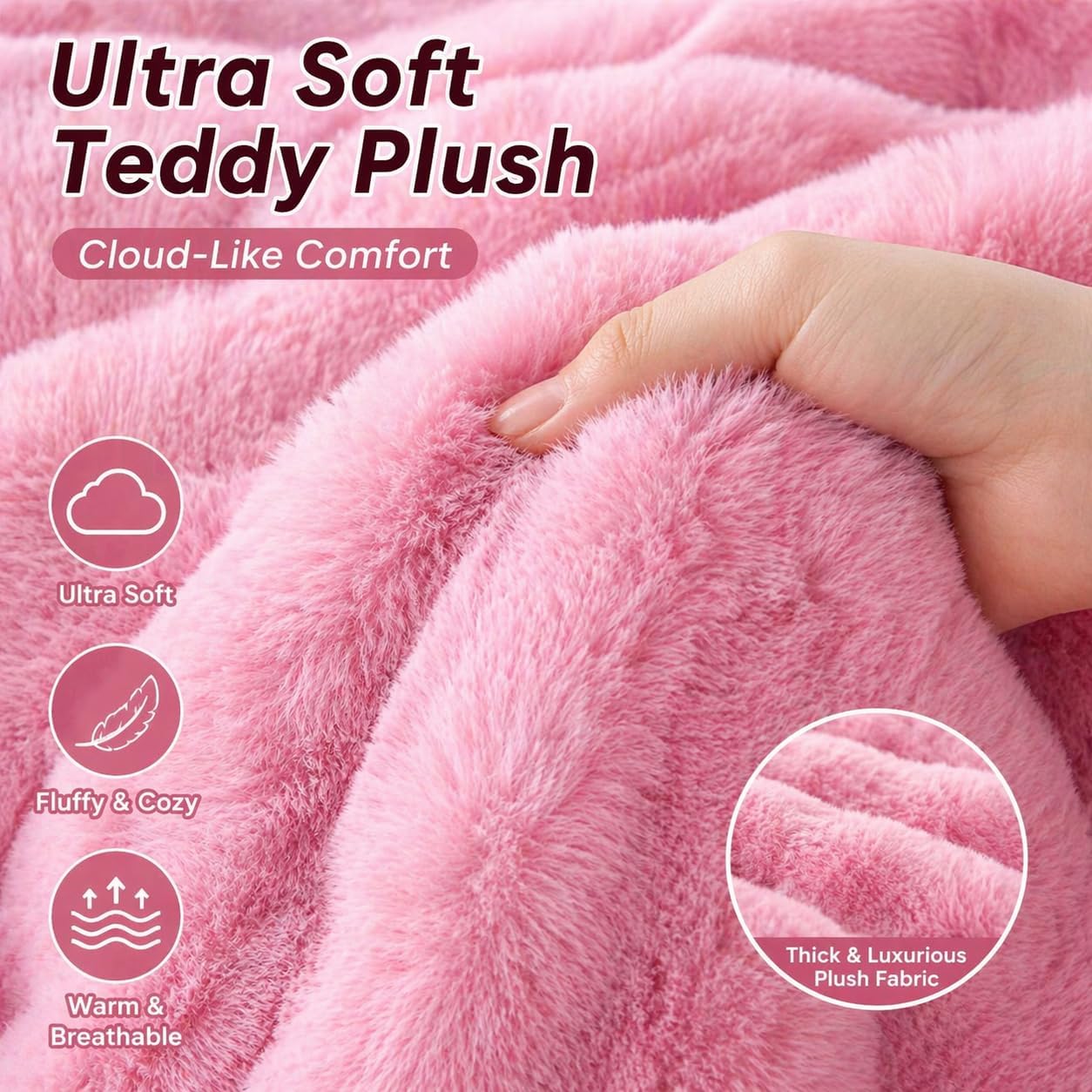 Teddy Square Fleece Duvet Cover Set – Ultra Soft Fluffy Plush Bedding | Night Zone
