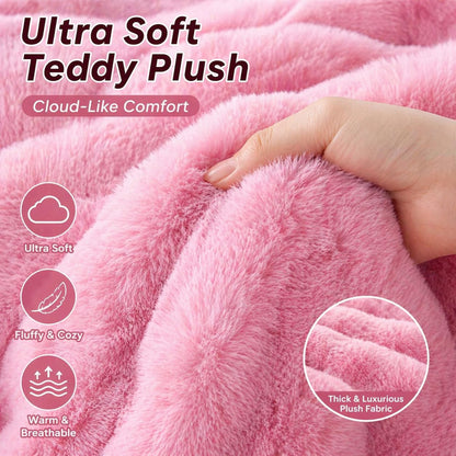 Teddy Square Fleece Duvet Cover Set – Ultra Soft Fluffy Plush Bedding | Night Zone