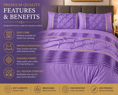 Eleanor Pintuck Polycotton Duvet Cover Set – Luxury Hotel Style Bedding | Night Zone