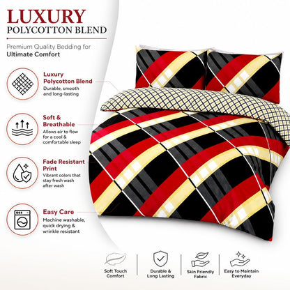 Hardy Check Striped Polycotton Duvet Cover Set – Soft Easy Care Bedding | Night Zone