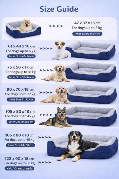 Luxury Orthopaedic Dog Bed Sofa – Plush Pet Basket with Raised Support Sides | Night Zone