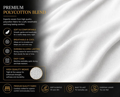180 Thread Count Percale Fitted Sheet 25cm Deep – Polycotton Easy Care Bedding | Night Zone