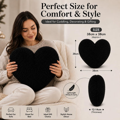 Teddy Cuddles Heart Shape Teddy Fleece Cushion – Soft Filled Decorative Cushion | Night Zone