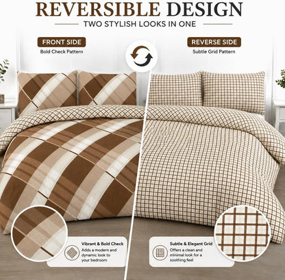 Hardy Check Striped Polycotton Duvet Cover Set – Soft Easy Care Bedding | Night Zone