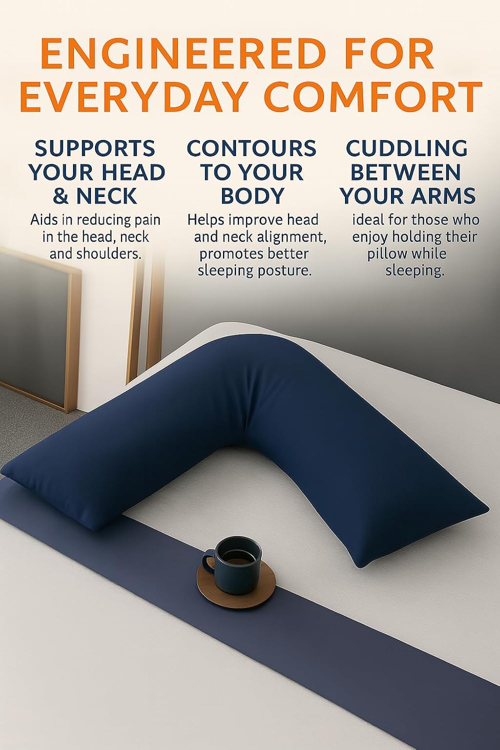 Easy Care Polycotton Orthopaedic V Shaped Pillow with Case or V Pillowcase Only | Night Zone