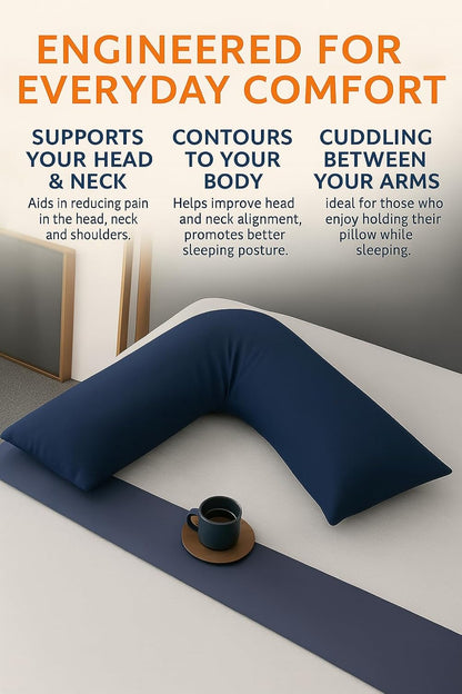 Easy Care Polycotton Orthopaedic V Shaped Pillow with Case or V Pillowcase Only | Night Zone