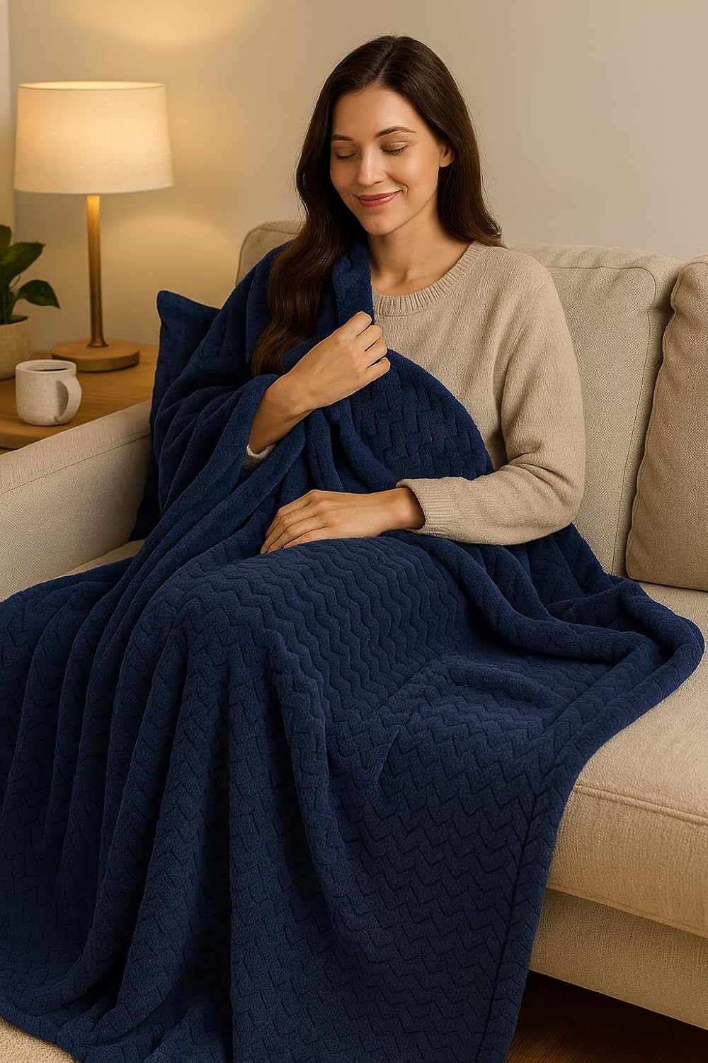 Wave Flannel Fleece Throw Blanket – Ultra Soft Warm Sofa & Bed Throw | Night Zone