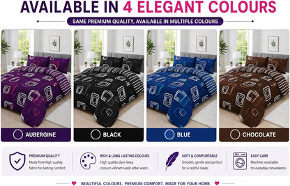 Blake Geometric Printed Polycotton Duvet Cover Set – Modern Easy Care Bedding | Night Zone