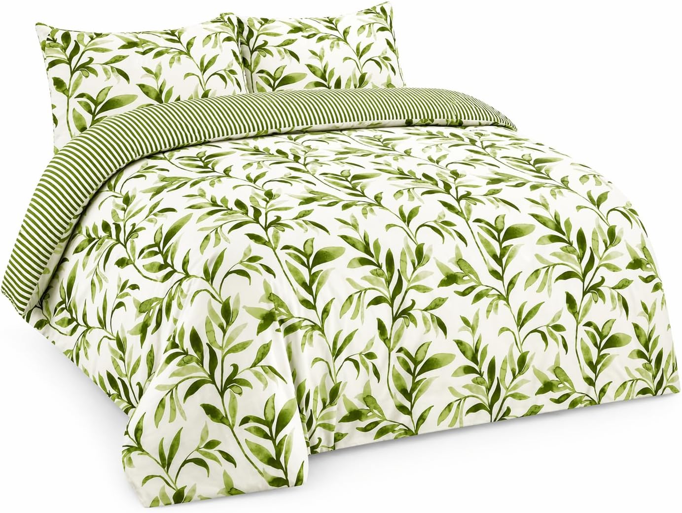 Ellie Leaf Printed Floral Duvet Cover Set – Soft Easy Care Botanical Bedding | Night Zone
