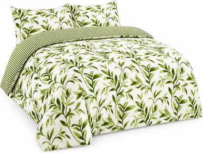 Ellie Leaf Printed Floral Duvet Cover Set – Soft Easy Care Botanical Bedding | Night Zone