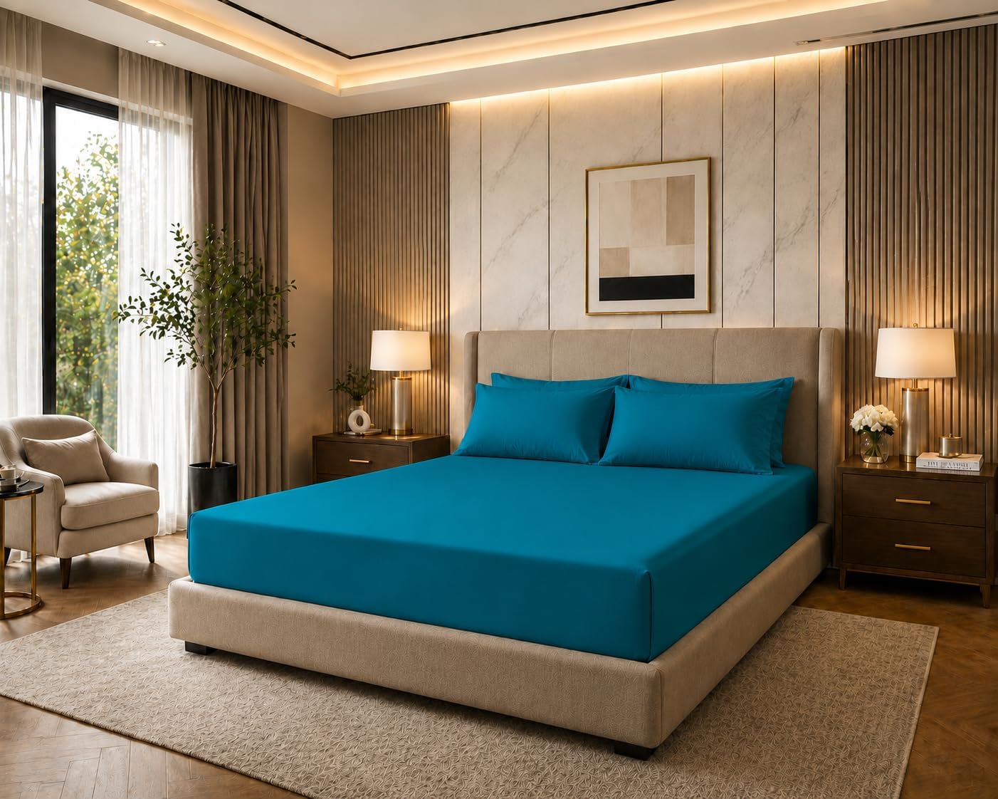180 Thread Count Percale Extra Deep Fitted Sheet 40cm – Non Iron Polycotton Bedding | Night Zone