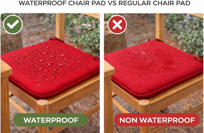 Pack of 4 Waterproof Chair Pads 38 x 38 cm – Indoor & Outdoor Seat Cushions with Ties | Night Zone