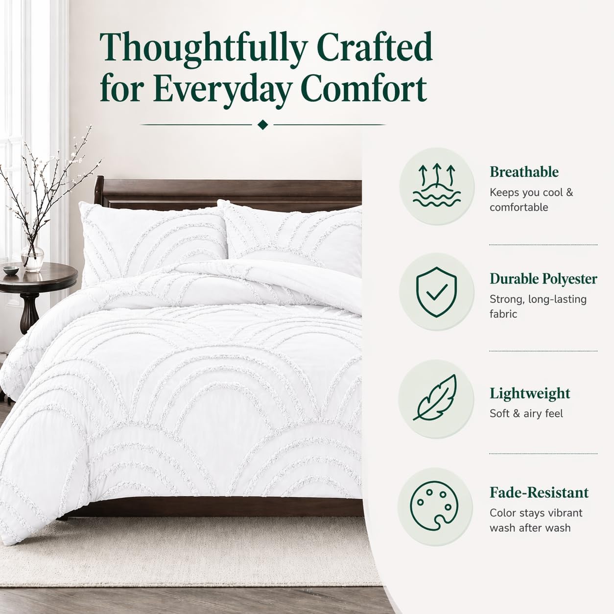 Zara Chenille Tufted Duvet Cover Set – Luxury Textured Bedding | Night Zone