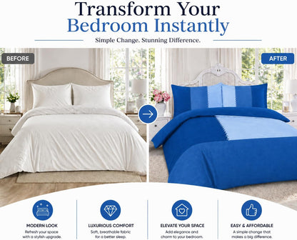 Suede Patch Polycotton Duvet Cover Set – Luxury Soft Touch Patchwork Bedding | Night Zone