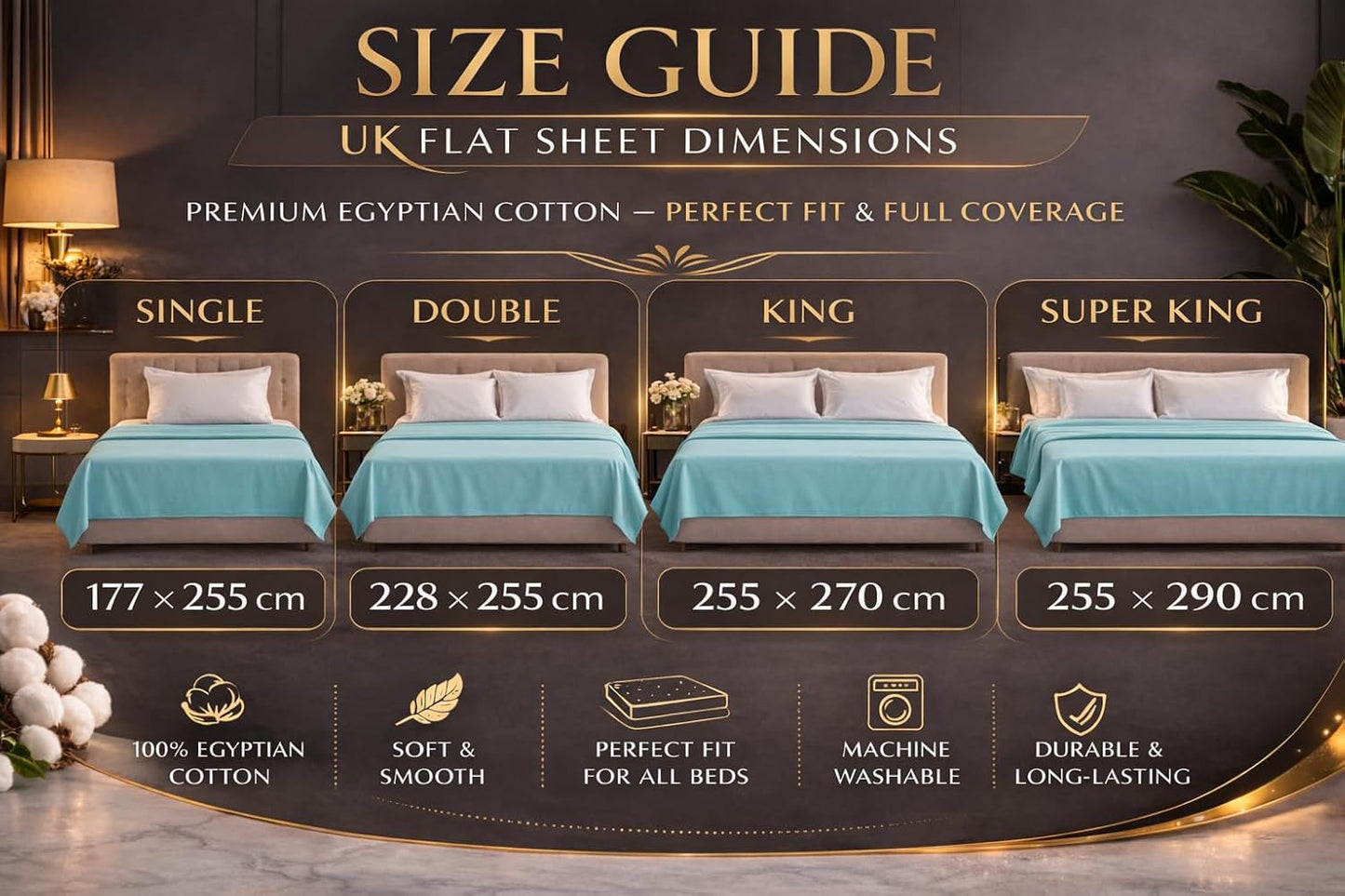 Flat Sheet 100% Egyptian Cotton 200 Thread Count Hotel Quality