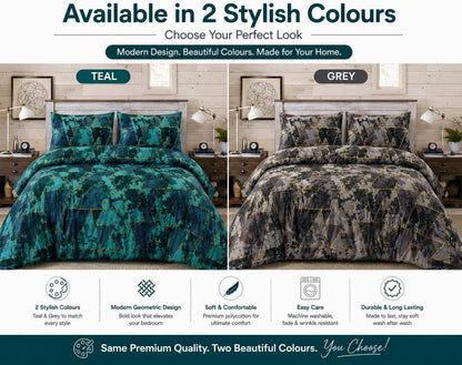 Arlo Triangles Geometric Reversible Duvet Cover Set – Modern Easy Care Bedding | Night Zone
