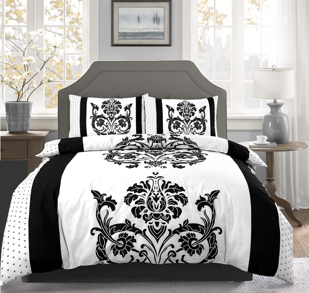 Darcy Floral Leaf Duvet Cover Set – Botanical Printed Reversible Poly cotton Quilt Cover with Pillowcases | Night Zone