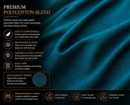 180 Thread Count Percale Fitted Sheet 25cm Deep – Polycotton Easy Care Bedding | Night Zone