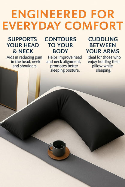 Easy Care Polycotton Orthopaedic V Shaped Pillow with Case or V Pillowcase Only | Night Zone