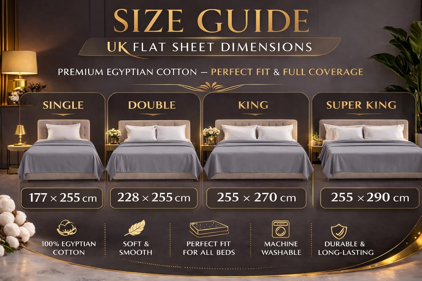 Flat Sheet 100% Egyptian Cotton 200 Thread Count Hotel Quality