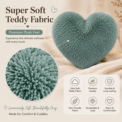 Teddy Cuddles Heart Shape Teddy Fleece Cushion – Soft Filled Decorative Cushion | Night Zone