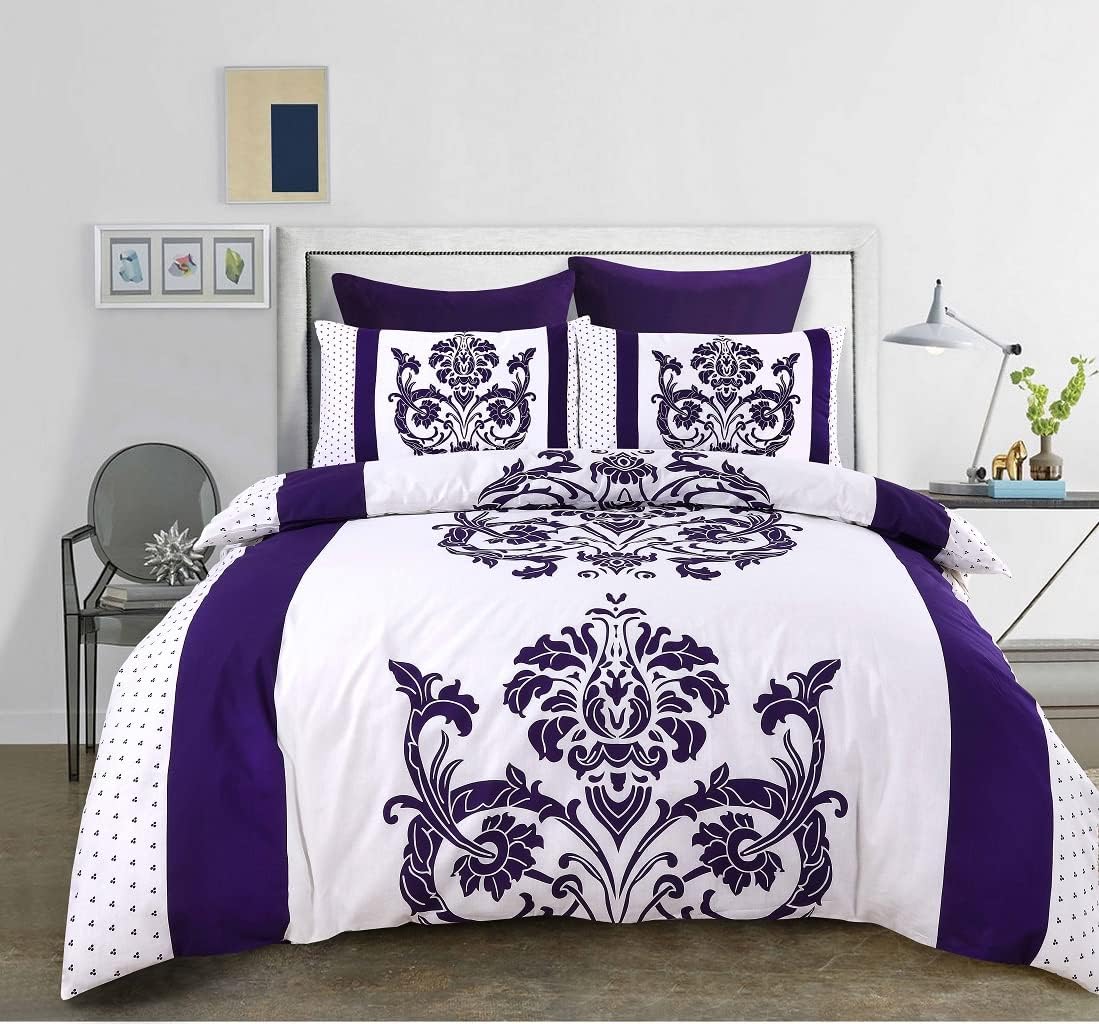 Darcy Floral Leaf Duvet Cover Set – Botanical Printed Reversible Poly cotton Quilt Cover with Pillowcases | Night Zone