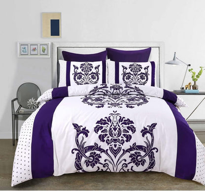 Darcy Floral Leaf Duvet Cover Set – Botanical Printed Reversible Poly cotton Quilt Cover with Pillowcases | Night Zone