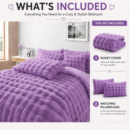 Teddy Square Fleece Duvet Cover Set – Ultra Soft Fluffy Plush Bedding | Night Zone