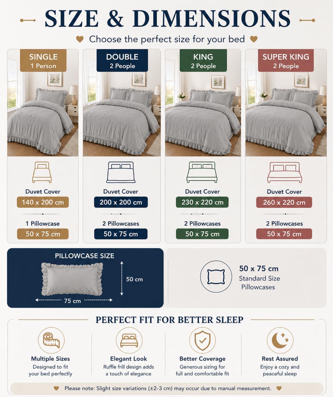 Santiago Frilled Polycotton Duvet Cover Set – Luxury Easy Care Bedding | Night Zone