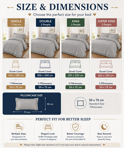 Santiago Frilled Polycotton Duvet Cover Set – Luxury Easy Care Bedding | Night Zone