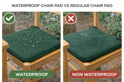 Pack of 4 Waterproof Chair Pads 38 x 38 cm – Indoor & Outdoor Seat Cushions with Ties | Night Zone