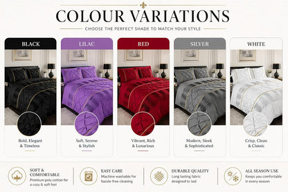 Eleanor Pintuck Polycotton Duvet Cover Set – Luxury Hotel Style Bedding | Night Zone
