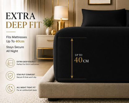 180 Thread Count Percale Extra Deep Fitted Sheet 40cm – Non Iron Polycotton Bedding | Night Zone