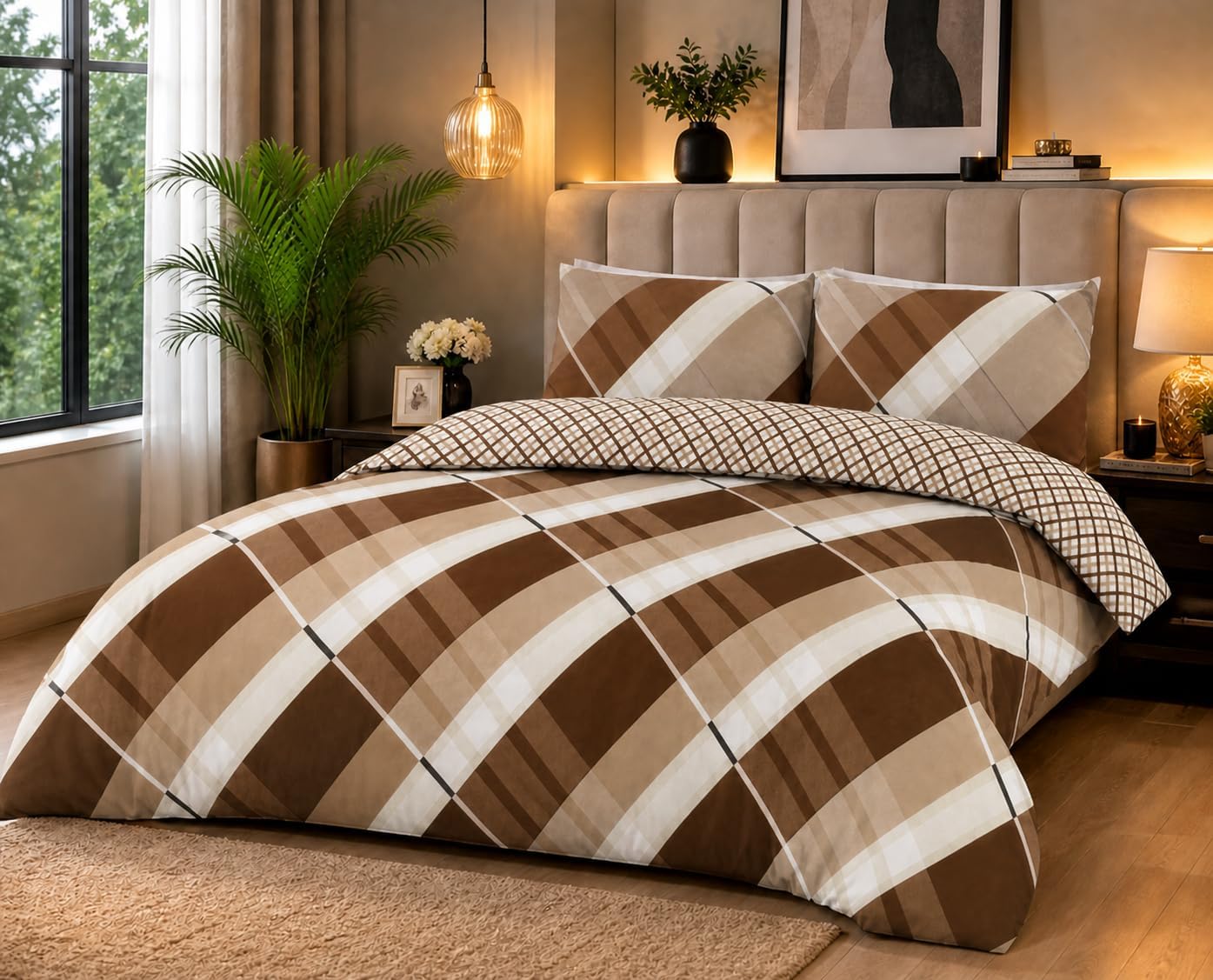 Hardy Check Striped Polycotton Duvet Cover Set – Soft Easy Care Bedding | Night Zone