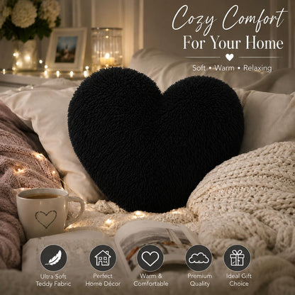 Teddy Cuddles Heart Shape Teddy Fleece Cushion – Soft Filled Decorative Cushion | Night Zone