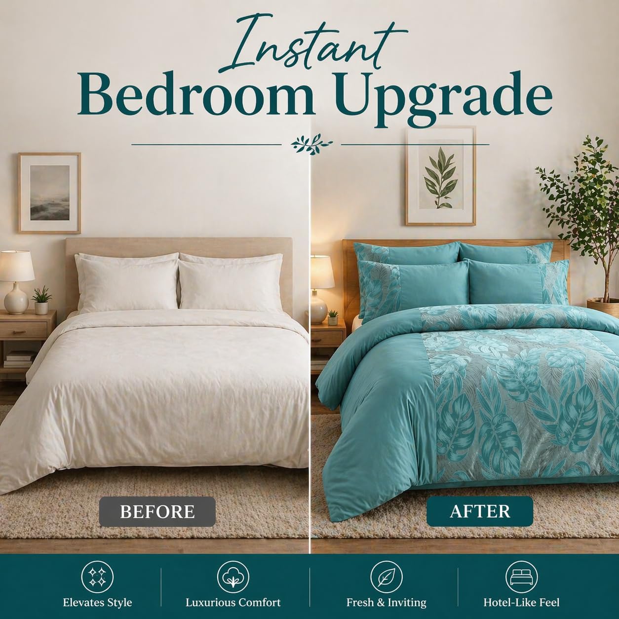 Velvet Leaf Duvet Cover Set – Luxury Soft Touch Hotel Style Bedding | Night Zone